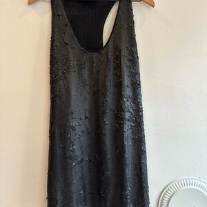 Elizabeth and James Black Sequin Mini